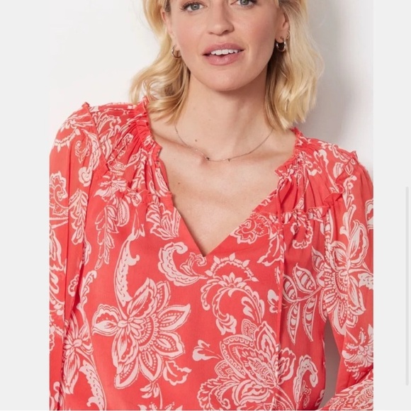 Evereve Hayden Chiffon Gathered Blouse M - Picture 3 of 11